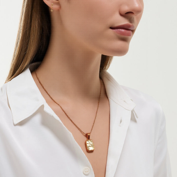 Gold-Plated Necklace with Iridescent Pendant