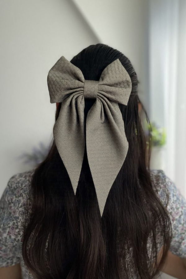 Charcoal Grey Bow Hair Clip