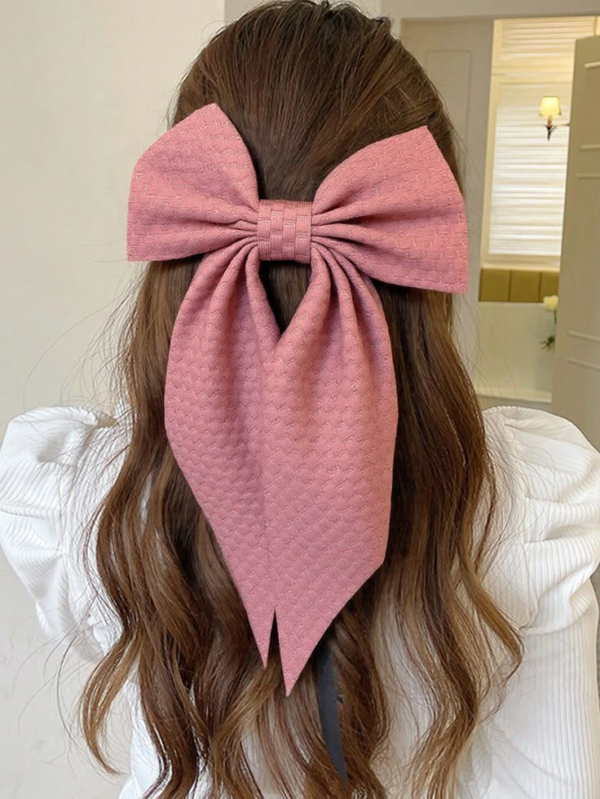 Blush Pink Textured Bow Hair Clip