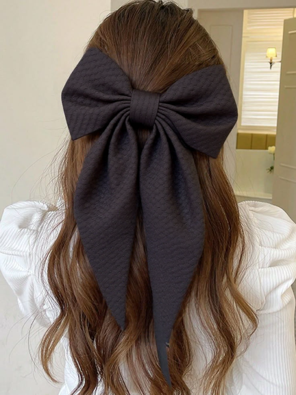 Black Textured Bow Hair Clip