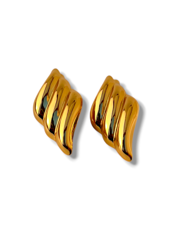 Gold Wave Textured Earrings