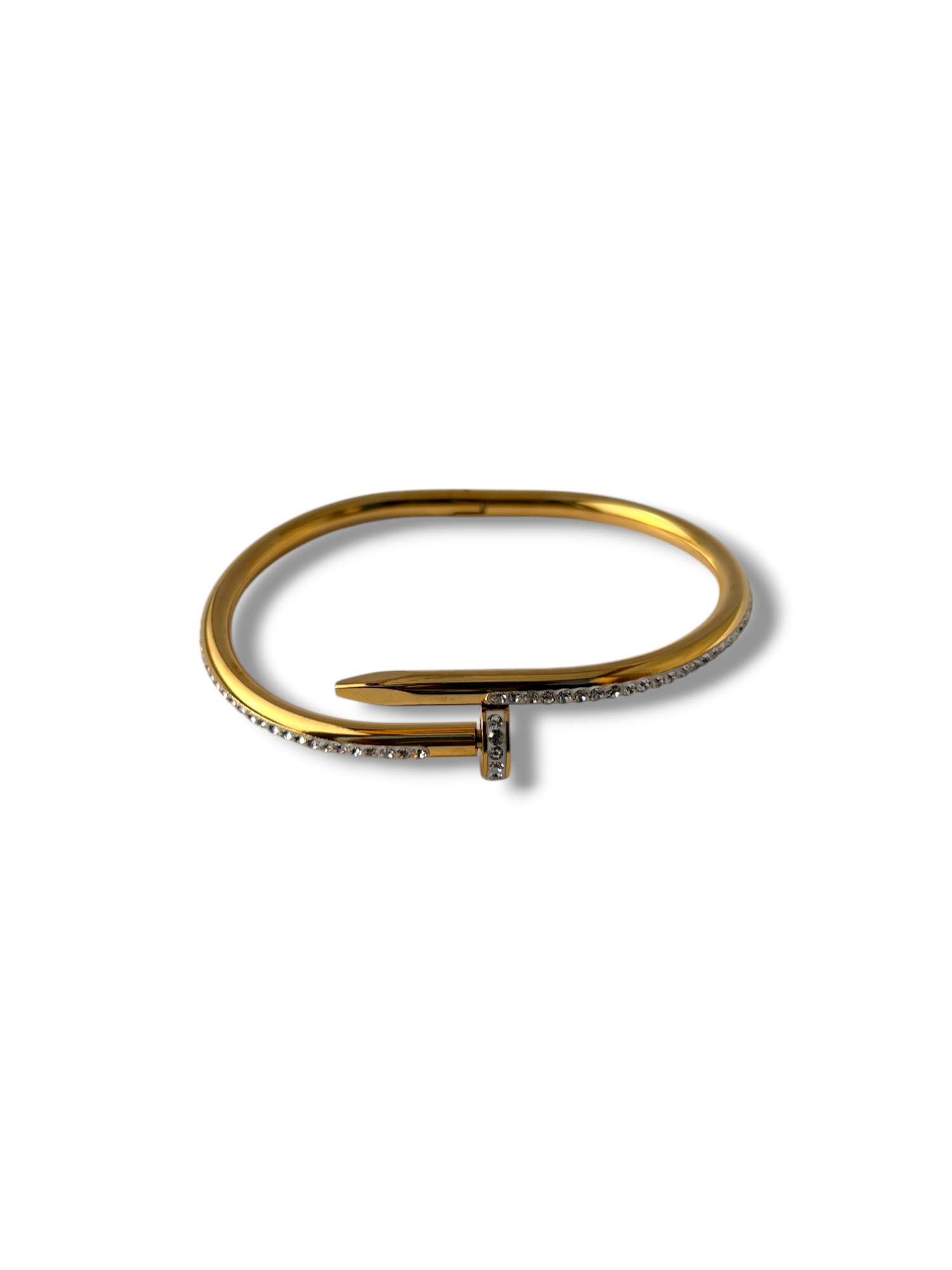 Gold-Tone Nail Design Bangle with Crystal Accents